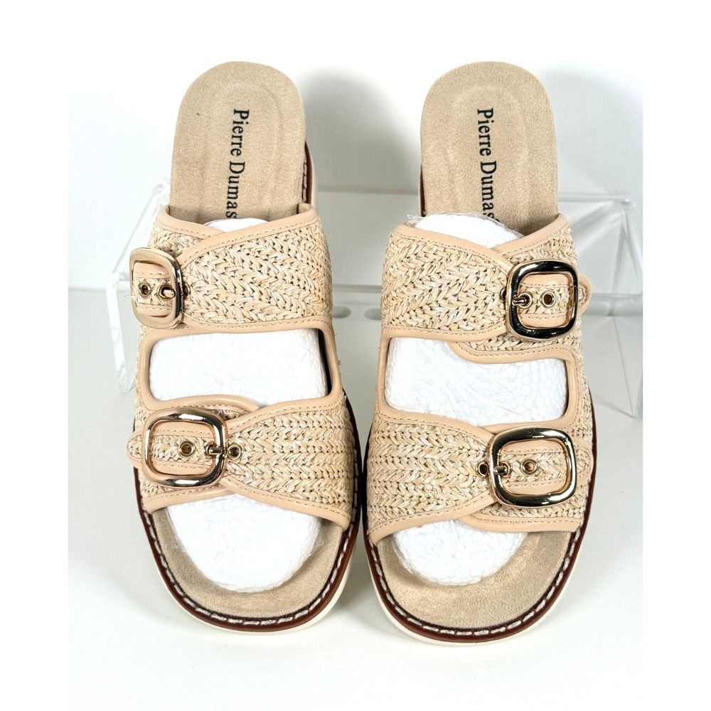 Pierre Dumas Expand 2 Gold Combo Wedge Slide Sandals New Sz 10 M